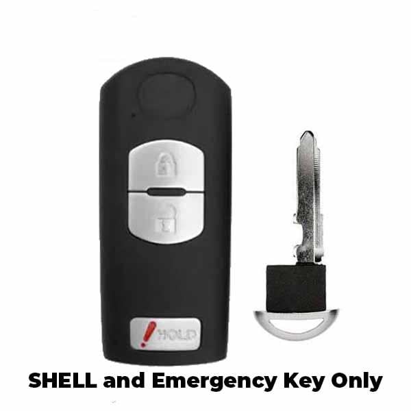 Keyless Factory: 2009-2019 Mazda / 3- Button Smart Key Shell for WAZSKE13D01, WAZX1T768SKE11A03